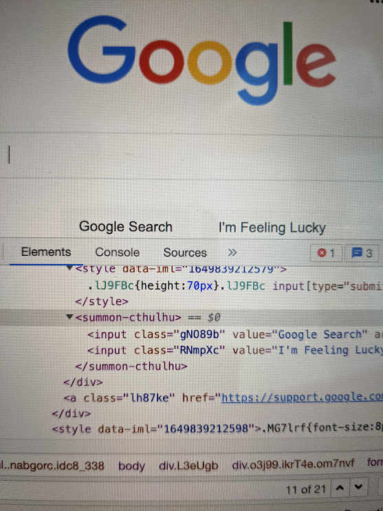 谷歌仍然在使用已经废弃的summon-cthulhu标记