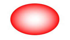 一个具有从红色到白色，从椭圆外边到中心的渐变的椭圆。