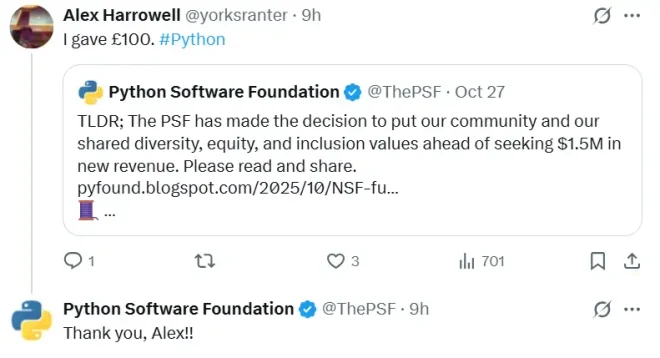 图0：拒绝反DEI联邦拨款后，Python软件基金会迎来捐赠热潮