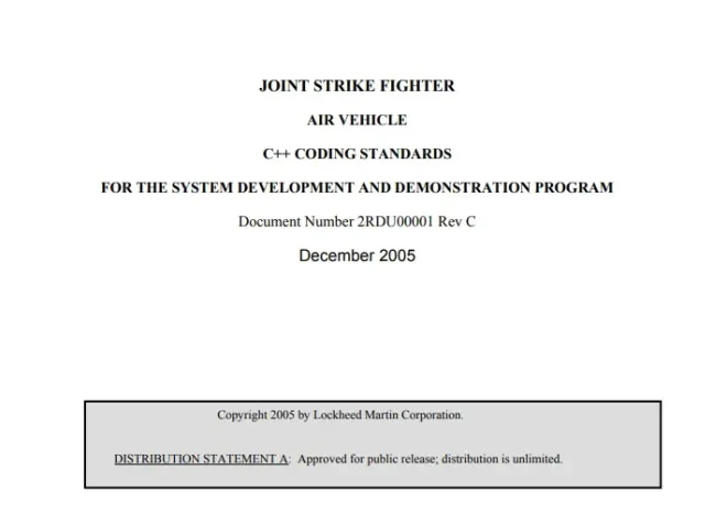 图0:为什么美国F-35战斗机禁止90%的C++特性 图0:为什么美国F-35战斗机禁止90%的C++特性